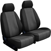 SHEAR COMFORT Front Seats: ShearComfort Custom Imitation Leather Seat Covers for Toyota Corolla (2020-2020) in Black w/Sandstone for Buckets w/Adjustable Headrests (LE Model)