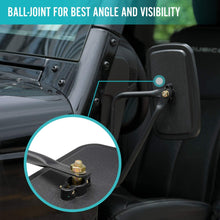 SEVENS Shake-proof Door Off Mirrors for 2007-2020 Jeep Wrangler JK, JL & JT Quick Release Side View Mirrors