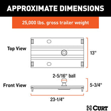 CURT 16055 Bent Plate 5th Wheel to Gooseneck Adapter Hitch, Fits Industry-Standard Rails, 25,000 lbs., 2-5/16-Inch Ball