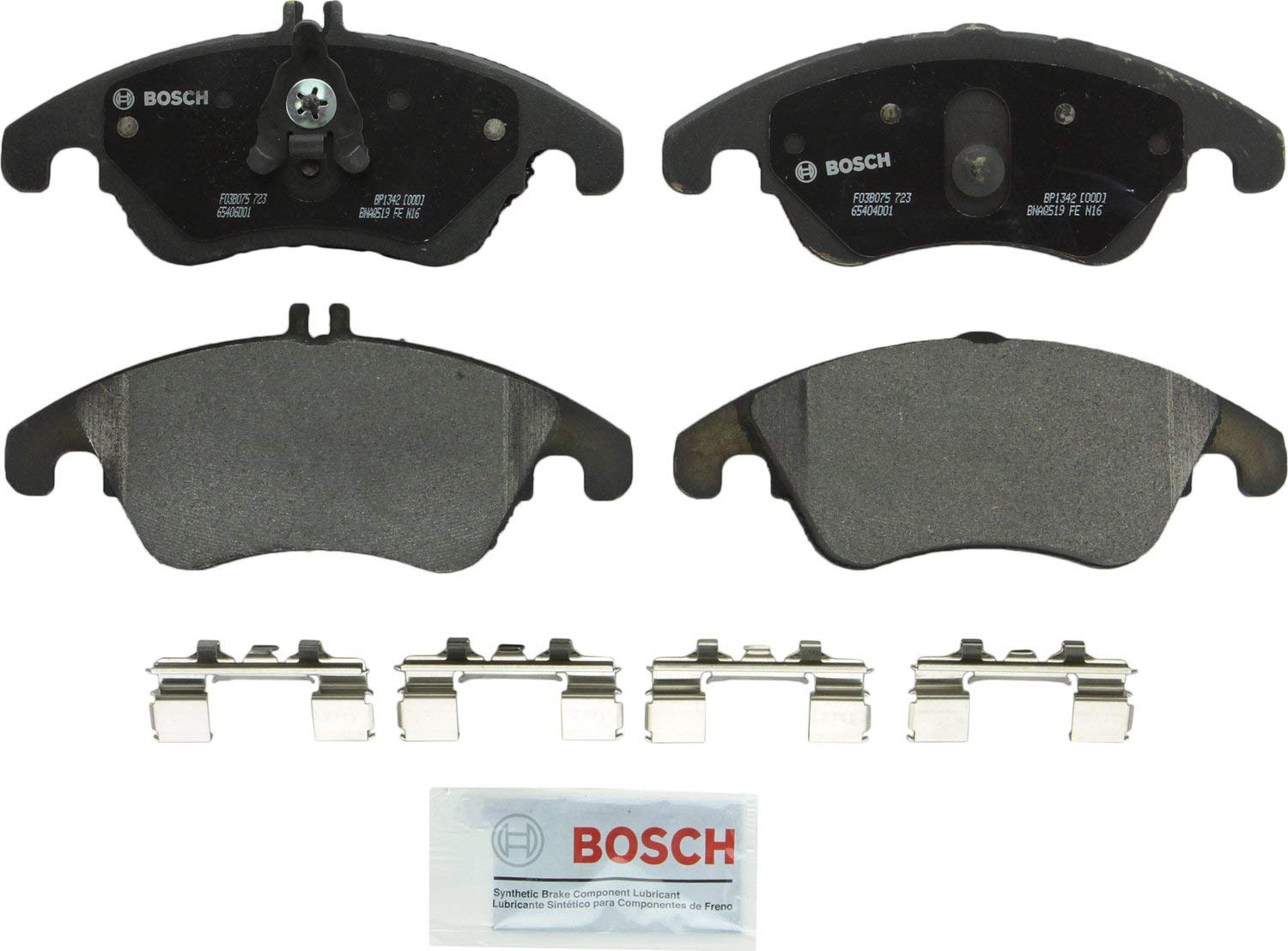 Bosch BP1342 QuietCast Premium Semi-Metallic Disc Brake Pad Set For: Mercedes-Benz C250, C300, C350, CLS400, E250, E300, E350, E400, E550, SLC300, SLK250, SLK300, SLK350, Front