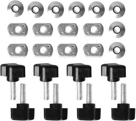 DEDC 8pcs Jeep Tie Downs D Rings Anchors and 8 Pack Jeep Hard Top Quick Removal Thumbs Screw for Jeep Wrangler (8 thumb screws and nuts washers)