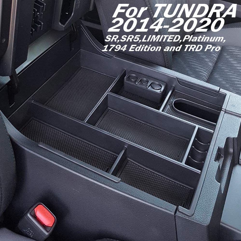 EDBETOS Center Console Tray Organizer Glove Box Fits for 2014-2019 2020 Toyota Tundra, Armrest Secondary Storage Box Tundra Accessories