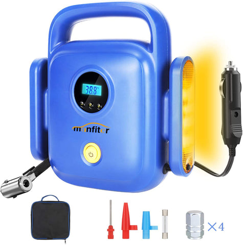 Mainfiter Car Tire Inflator, 12V DC Portable Car Tire Pump 150PSI Auto Pump/Shut Off Car Air Pump with Digital LCD Display and Emergency Led Flashlight for Car Tires