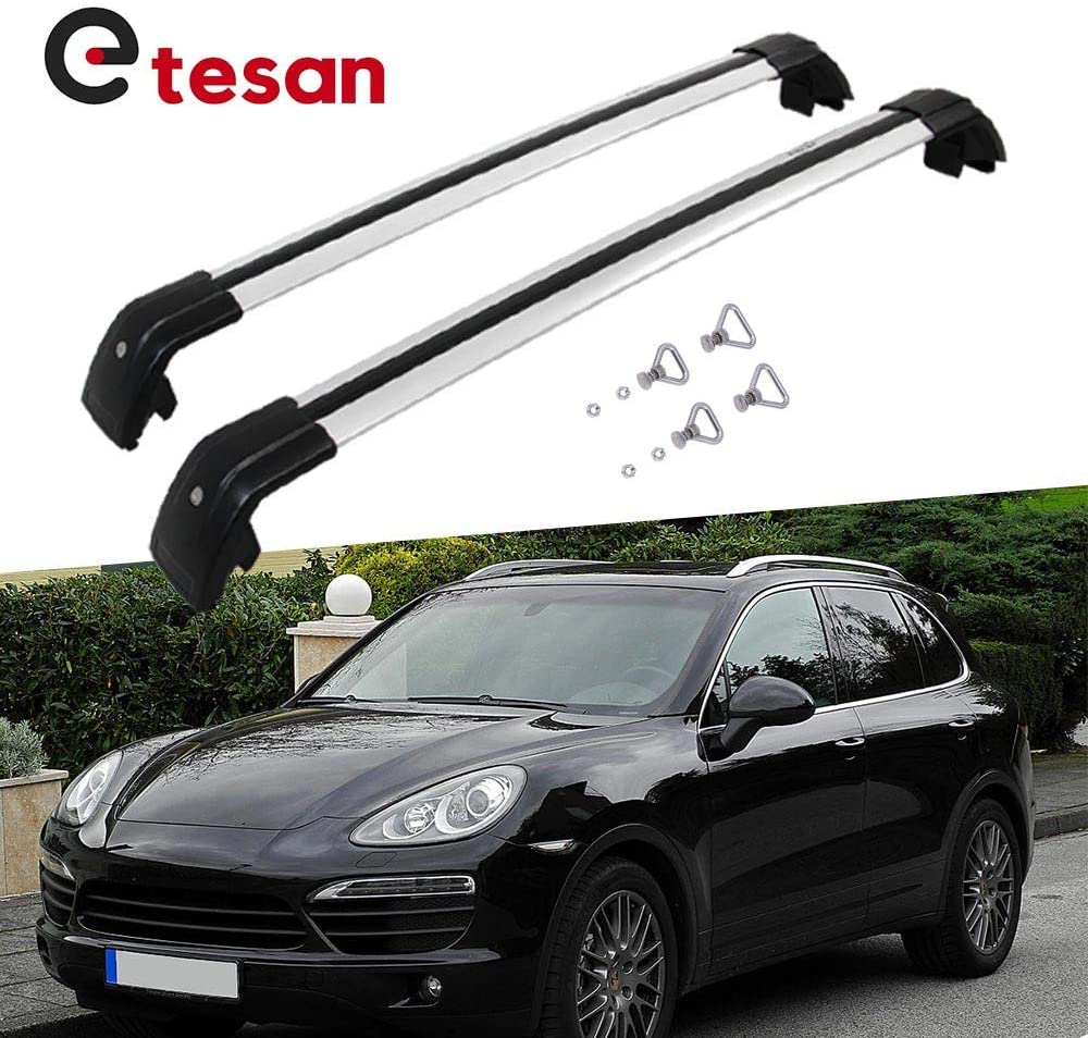 2 Pieces Cross Bars Fit for Porsche Cayenne 2011-2017 Silver Cargo Baggage Luggage Roof Rack Crossbars