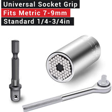 Universal Socket Grip (7-19mm) Multi-Function Ratchet Wrench Power Drill Adapter 2pc Set - Great Gift for DIY Handyman