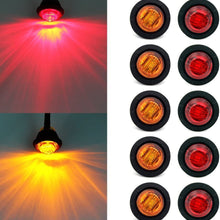 Purishion 10x 3/4"" Round LED Clearence Light Front Rear Side Marker Indicators Light for Truck Car Bus Trailer Van Caravan Boat, Taillight Brake Stop Lamp (12V, Red+Amber)