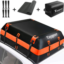 Taygeer Rooftop Cargo Carrier, 21 Cubic Feet Soft-Shell Waterproof Roof Top Luggage Carrier Roofbag for All Cars (Side Rails/Cross Bars/No Rack) with Storage Bag and Protective Mat (Orange)