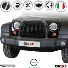 OMAC Auto Accessories Bull Bar | Stainless Steel Front Bumper Protector | Black Grill Guard Fits for s Jeep Wrangler 2007-2017
