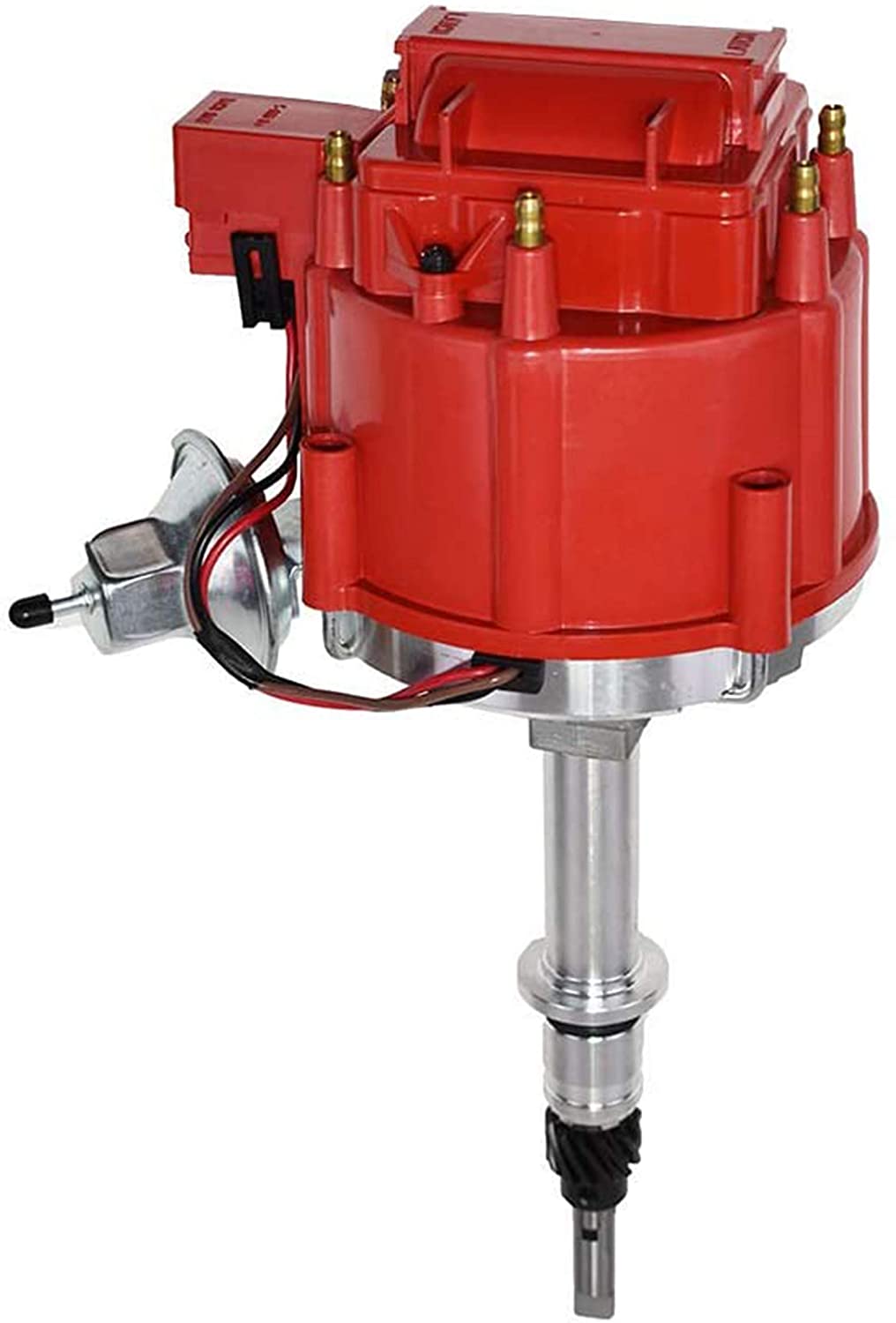 A-Team Performance Complete HEI Distributor 65K Coil 7500 RPM Compatible With Chevrolet Chevy GM GMC Truck Late Model Inline 6 Cylinder 230 250 292 One Wire Installation Red Cap (Red)