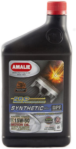 Amalie (160-75636-56-12PK) 15W-50 Pro High Performance Synthetic Blend Motor Oil - 1 Quart Bottle, (Pack of 12)