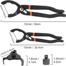 ZOENHOU 3PCS Universal Oil Filter Wrench Set,10-Inch 12-Inch Adjustable Oil Filter Pliers,3 Jaw Oil Filter Wrench Tool