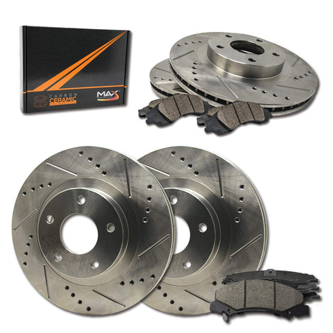 Max Brakes Front & Rear Performance Brake Kit [ Premium Slotted Drilled Rotors + Ceramic Pads ] KT006433 Fits: 2003-2006 Acura MDX