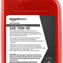 AmazonBasics High Mileage Motor Oil - Synthetic Blend - 10W-40 - 1 Quart-6 Pack