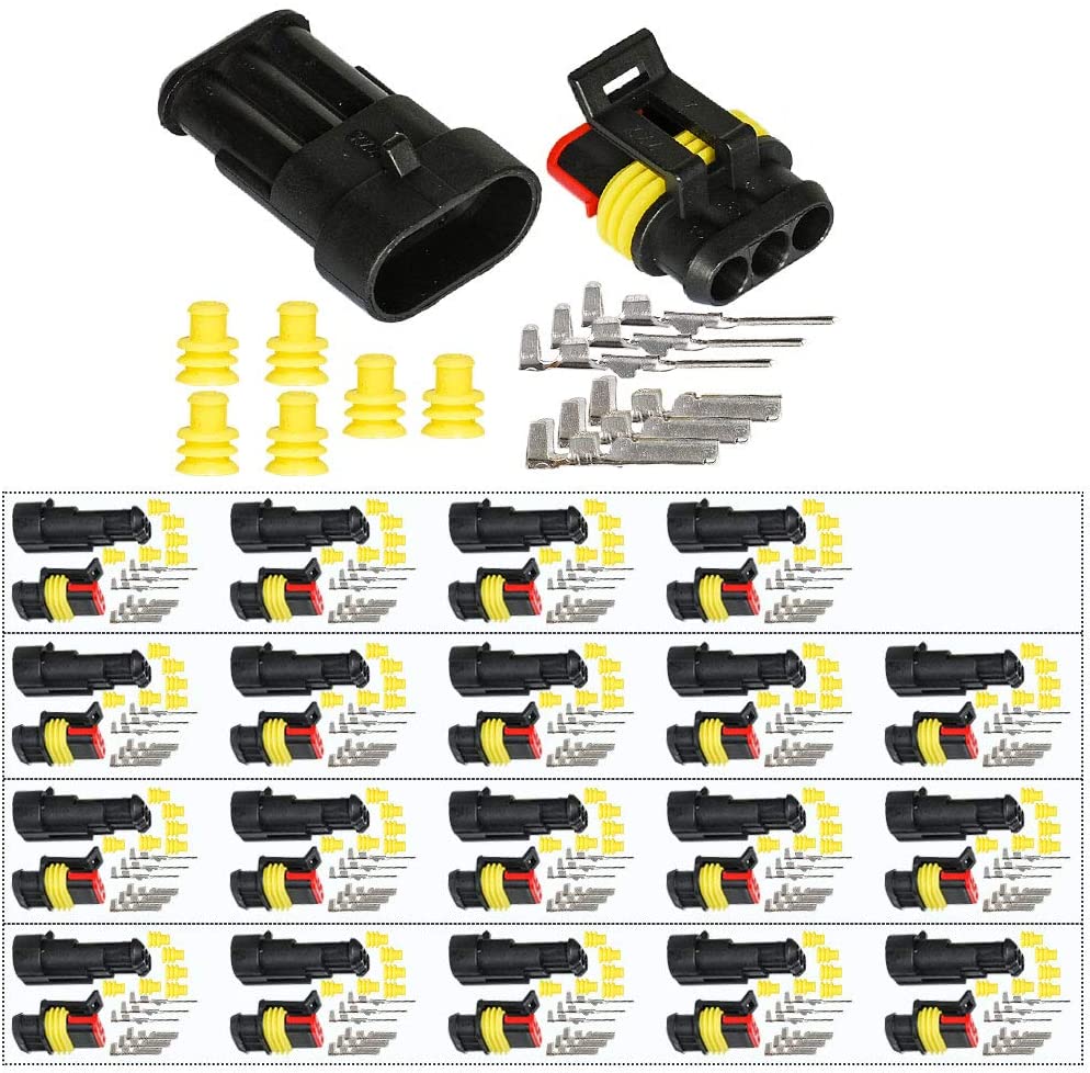 HIFROM 10 Kit 4 Pin Way Waterproof Electrical Connector 1.5mm Series Terminals Heat Shrink Quick Locking Wire Harness Sockets 20-16 AWG