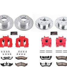 Power Stop KC2154-36 Z36 Truck & Tow Front and Rear Caliper Kit-Drilled/Slotted Brake Rotors, Carbon-Fiber Ceramic Brake Pads, Calipers