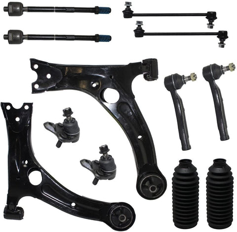 12-Piece Front Suspension Kit - (2) Front Lower Control Arms, (2) Front Lower Ball Joints, (2) Front Sway Bar End Links, All (4) Front Inner & Outer Tie Rod Ends [NOT FOR JAPAN MADE MODELS]