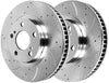 AutoShack PR41507DSZPR Front Drilled and Slotted Brake Rotor Pair Silver