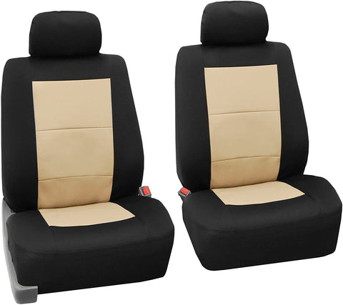 FH Group FB085102 Premium Waterproof Seat Covers (Beige) Front Set – Universal Fit for Cars Trucks & SUVs