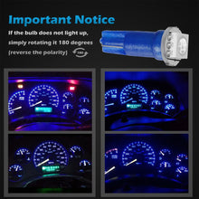 Partsam T5 73 74 Instrument Panel Gauge Cluster Dashboard LED Light Bulbs with Twist Sockets-6Pcs Blue