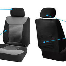 FH Group FB062102 Premium Fabric Pair Set Car Seat Covers, Airbag Compatible and Split Bench, Solid Black Color with Gift - Universal Fit