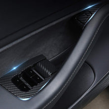 Customized for Tesla Model 3 Model Y Carbon Fiber Inner Window Switch Bring ABS Cover Trim Panel Door Decal Open Button Holder (14 Pieces - Black)
