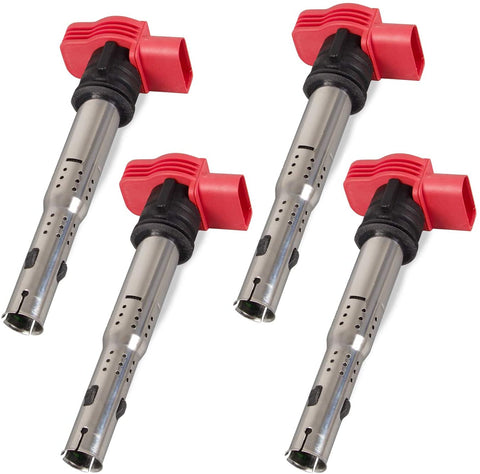 Ignition Coil Pack Set of 4 Replaces Part Number 06E905115E Compatible with Volkswagen MK5 MK6 Jetta Golf Passat CC Tiguan & Audi A3 A4 A5 A6 A7 Q5 Q7 R8 S4 S5 TT