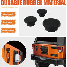 buyinhouse 3pc for Wrangler JK 2007-2018, Black Tailgate Durable Rubber Plugs Set, Tramp Stamp Tire Carrier Delete Removable Snug Rubber
