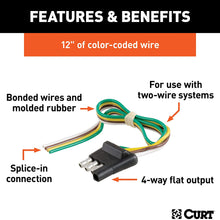 CURT 58030 Trailer-Side 4-Pin Flat Wiring Harness with 12-Inch Wires