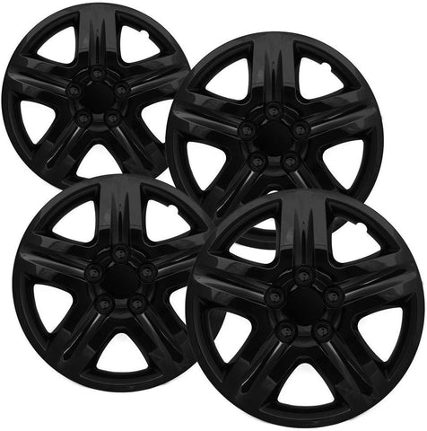 Hubcaps 16 inch Wheel Covers - (Set of 4) Hub Caps for 16in Wheels Rim Cover - Car Accessories Ice Black Hubcap Best for 16inch Cars Standard Steel Rims - Snap On Auto Tire Replacement Exterior Cap