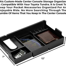 lebogner Center Console Half Storage Tray Organizer Compatible with Toyota Tundra, Armrest Console Secondary Accessories Box with 3 Compartments and 1 Coin Holder, (2014-2020 All Models)