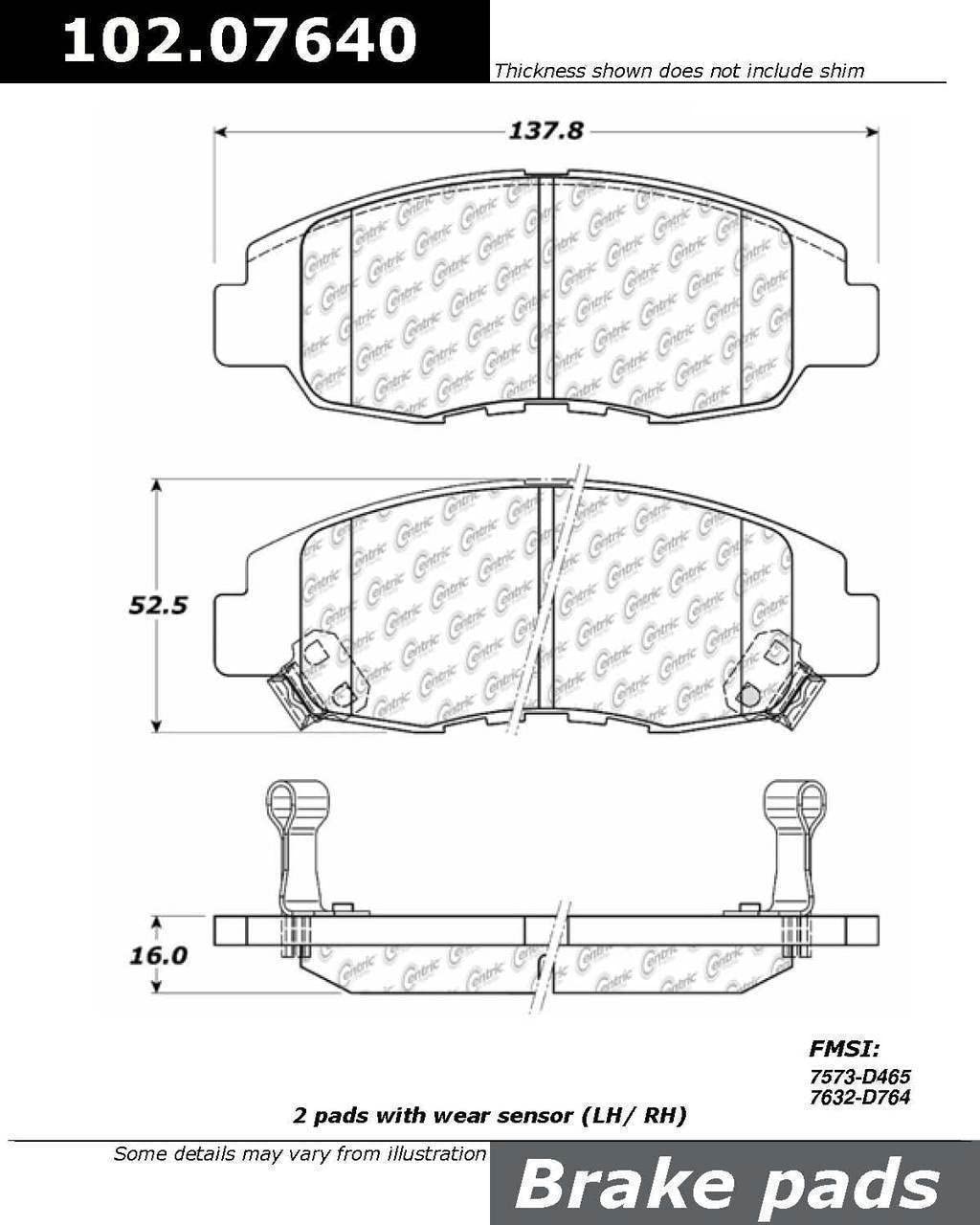 NEW CENTRIC 102.07640 Semi Metallic Standard Brake Pad
