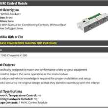 Front HVAC Control Module - Compatible with 1996-1999 Chevy K1500 (without Rear Window Defogger)