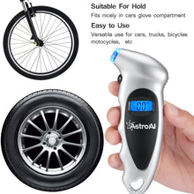 AstroAI ATG150 2 Pack Digital Tire Pressure Gauge 150 PSI 4 Settings for Car Truck Bicycle with Backlit LCD and Non-Slip Grip, Silver