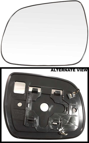 APDTY 67585 Side View Mirror Replacement Glass Fits Left (Driver-Side) 2008-2012 Toyota Highlander Models With Power, Non-Heated, Built In U.S.A. (Replaces 879610E060)