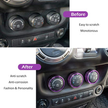 Audio Air Conditioning Button Cover Decoration Twist Switch Ring Trim For Jeep Wrangler JK JKU Patriot 2011~2018/Compass 11~16/Liberty 08~12/Dodge Challenger 08~14 Aluminum Alloy (Purple)