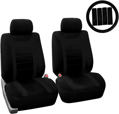 FH Group FB070102 Sports Seat Covers (Black) Front Set with Gift – Universal Fit for Cars Trucks & SUVs