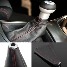 ixaer Car Shift Knob Cover-Universal Stitch/JDM Black PVC Leather Manual/Auto Shifter Shift Boot Cover