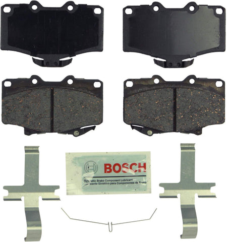 Bosch BE611H Blue Disc Brake Pad Set with Hardware for Select Toyota Vehicles: 1992-01 4Runner, 1993-98 T100 - FRONT