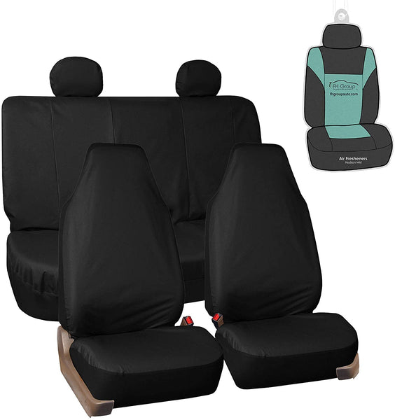 FH Group FB113114 Rugged Oxford Seat Covers (Black) Full Set with Gift - Universal Fit for Trucks, SUVs, and Vans