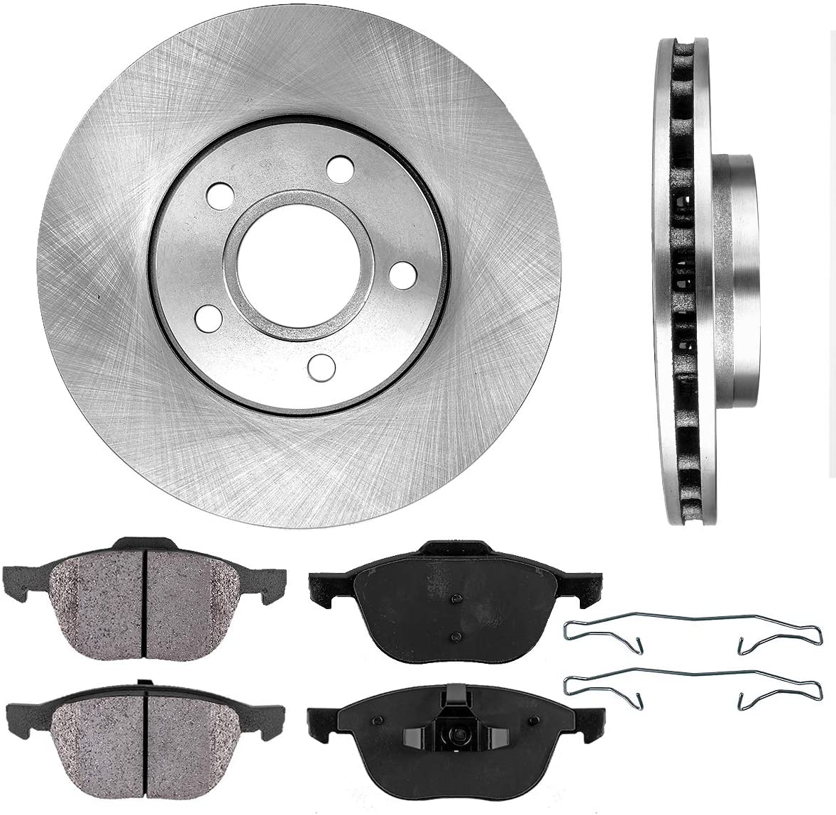 CRK11287 FRONT 278 mm Premium OE 5 Lug [2] Brake Disc Rotors + [4] Ceramic Brake Pads + Clips