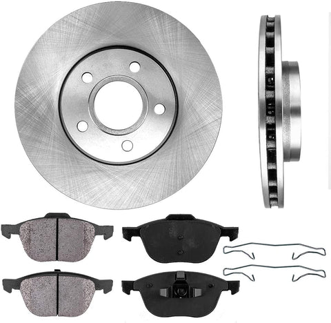 CRK11287 FRONT 278 mm Premium OE 5 Lug [2] Brake Disc Rotors + [4] Ceramic Brake Pads + Clips