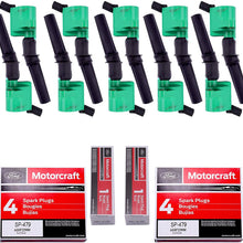 MAS Ignition Coil DG508 and Motorcraft Spark Plug SP479 Compatible with Ford 4.6L 5.4L V8 DG457 DG472 DG491 CROWN VICTORIA EXPEDITION F-150 F-250 MUSTANG LINCOLN MERCURY EXPLORER (Set of 10 GREEN)