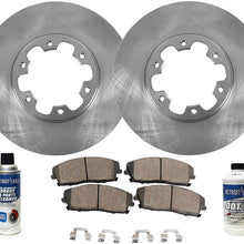 Detroit Axle - Pair (2) Front Disc Brake Kit Rotors w/Ceramic Pads w/Hardware & Brake Kit Cleaner & Fluid for 1998 1999 2000 2001 2002 2003 Infiniti QX4 - [98-04 Nissan Pathfinder]