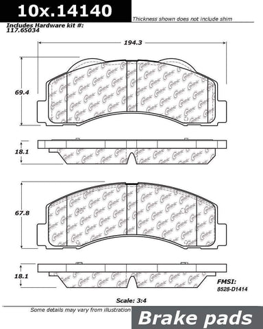 Centric (105.14140) Posi Quiet Brake Pad, Ceramic