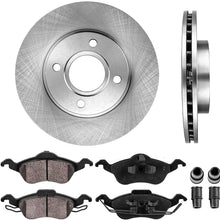 CRK13220 FRONT 258 mm Premium OE 4 Lug [2] Brake Disc Rotors + [4] Ceramic Brake Pads + Clips [fit 2000-2004 Ford Focus]