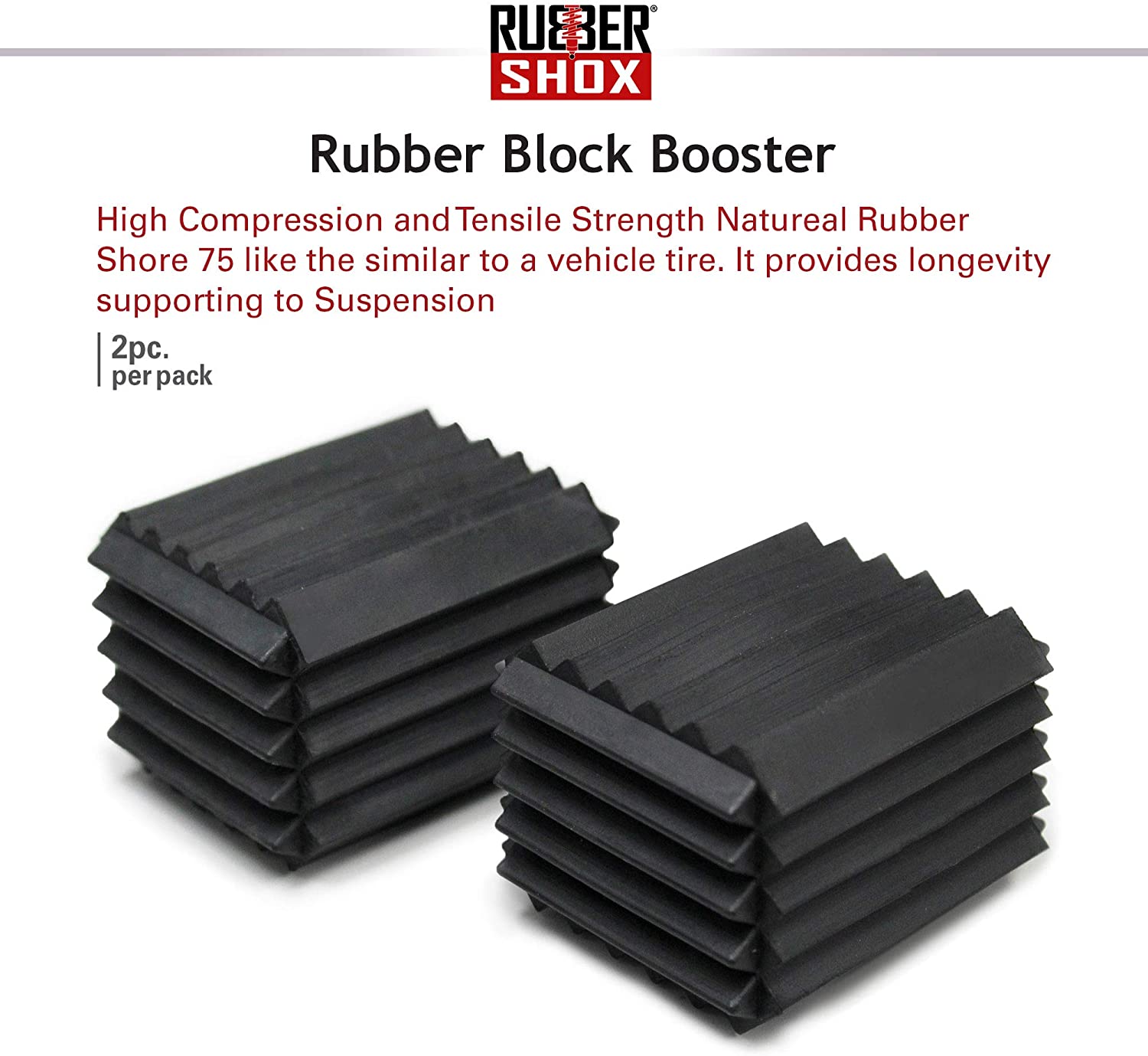 U.S. RubberShox Automotive Coil Spring Block Boosters Series Pack, Performance Enhancement for Car Coil Spring Shock Absorption and Protection of Auto Suspension System (2