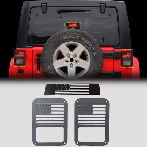 RT-TCZ Tail Light Guards Covers Brake Light Cover for Rear Taillights 2007-2017 Jeep Wrangler JK Unlimited Accessories (US Flag-1)