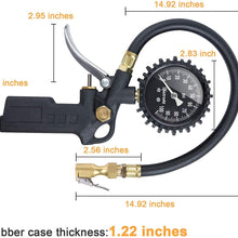 AstroAI Tire Inflator with Pressure Gauge, 100 PSI Air Chuck and Compressor Accessories Heavy Duty with Large 2.5" Easy Read Glow Dial, Durable Rubber Hose and Quick Connect Coupler