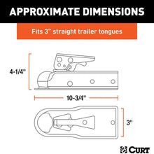 CURT 25138 Straight Tongue Trailer Coupler for 3-Inch Channel, 2-In Hitch Ball, 3,500 lbs
