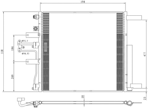 MDR OE Replacement for Ram PICKUP-RAM-1500 2013-2019 Condenser (4392) V6 3.0L/3.6L V6/5.7L V8(Partslink # CH3030253)